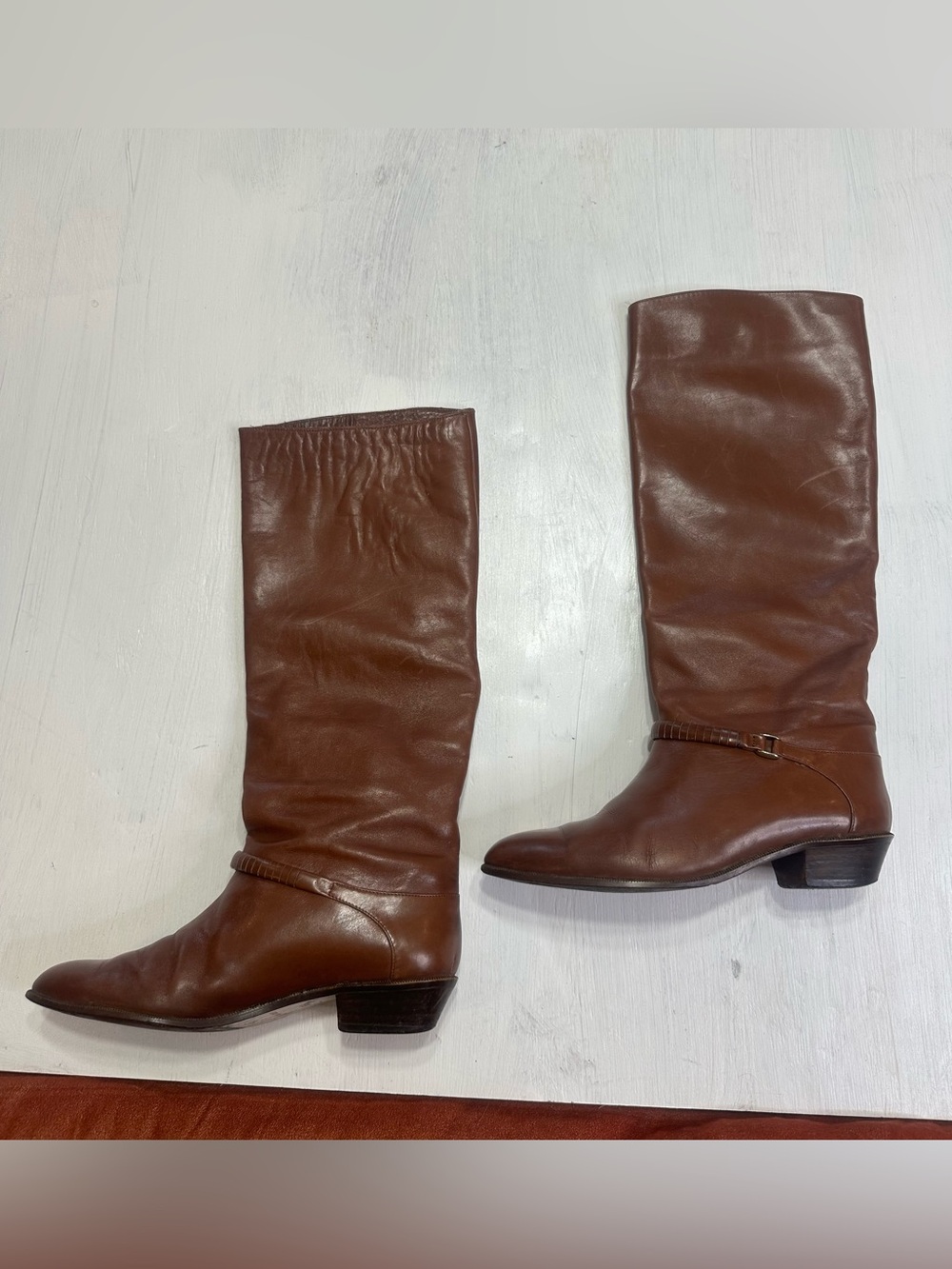 Charter Club Italy Brown Leather Tall Riding Boots Women’s 6B Knee High - Picture 6 of 16